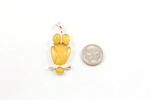 Butterscotch Baltic Amber and Sterling Silver Owl Pendant