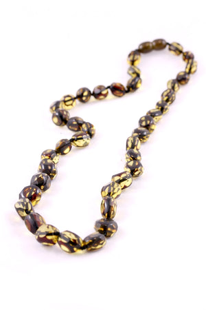 Facetted Green Baltic Amber Bead Necklace