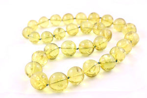 16-22mm Massive Round Green Baltic Amber Bead Necklace with Certificate