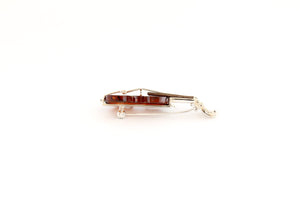 Cognac Handmade Baltic Amber and Sterling Silver Violin Brooch