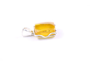 Rectangular Yellow Baltic Amber and Sterling Silver Pendant