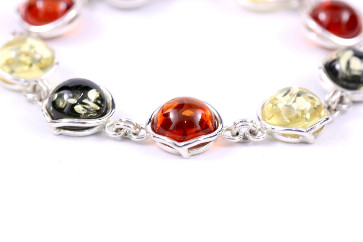 Sterling Silver and Multi Baltic Amber Bracelet