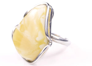 Milky Butterscotch Baltic Amber and Sterling Silver Ring