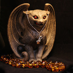 Halloween cat with Baltic amber jewellery and bead necklace
