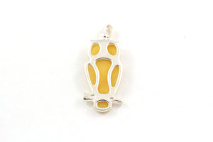 Butterscotch Baltic Amber and Sterling Silver Owl Pendant