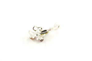 Small Baltic Amber and Sterling Silver Orchid Flower Pendant