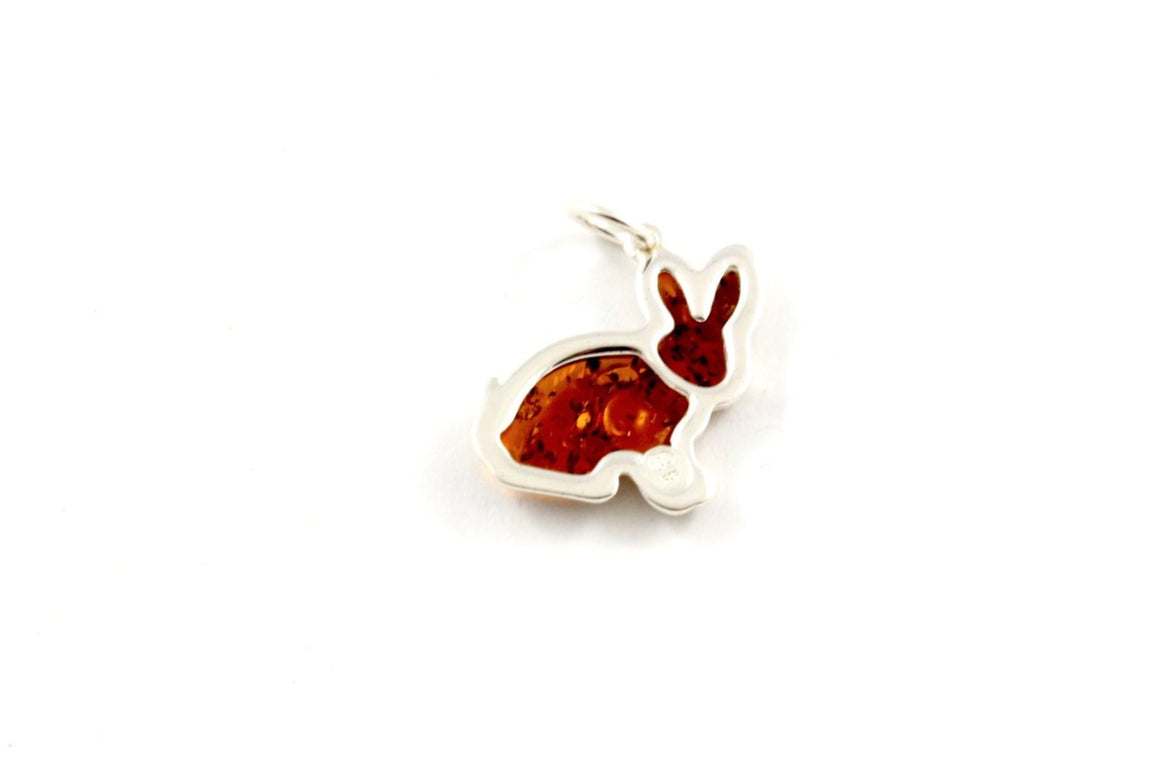 Baltic Amber and Sterling Silver Rabbit Pendant with coin