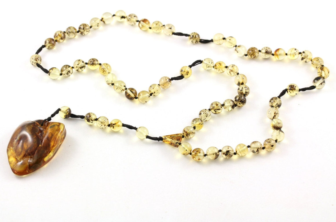 Round Natural Green Baltic Amber Prayer Beads