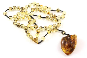 Round Natural Green Baltic Amber Prayer Beads