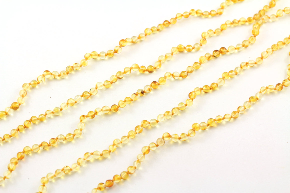 5mm Round Baltic Amber Golden Yellow Bead Necklace