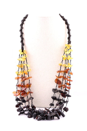 Rainbow Baltic Amber Hand Beaded Necklace