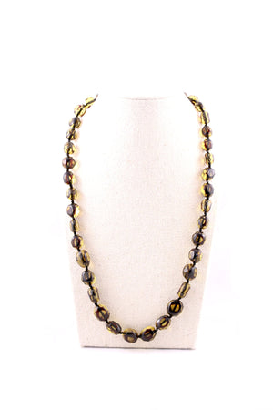 Facetted Green Baltic Amber Bead Necklace