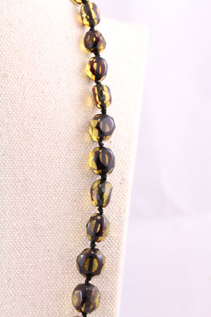 Facetted Green Baltic Amber Bead Necklace