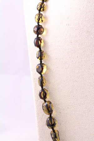 Facetted Green Baltic Amber Bead Necklace