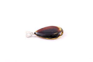 Facetted Green Baltic Amber Pendant with Sterling Silver