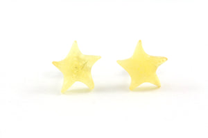 Milky Yellow Baltic Amber and Sterling Silver Starfish Stud Earrings