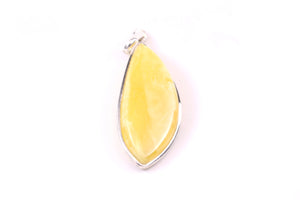 Large Milky Yellow Baltic Amber and Sterling Silver Pendant