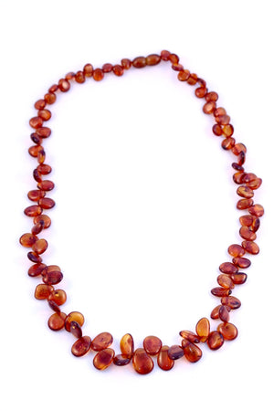 Cognac Leaf Baltic Amber Graduated Bead Necklace