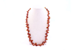 Cognac Leaf Baltic Amber Graduated Bead Necklace