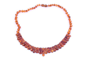 Cognac Baltic Amber Bead Collar Necklace