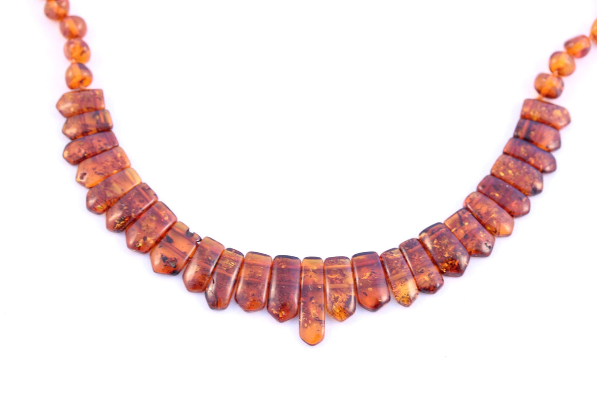 Cognac Baltic Amber Bead Collar Necklace