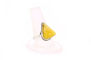 Milky Baltic Amber and Sterling Silver Triangle Ring