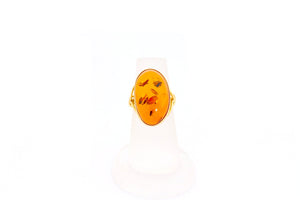 Cognac Baltic Amber and Gold Plated Sterling Silver Knot Ring