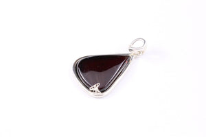 Cherry Baltic Amber and Sterling Silver Butterfly Pendant