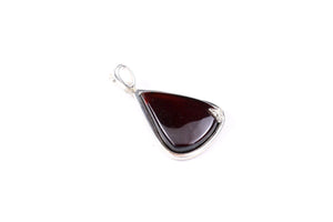 Cherry Baltic Amber and Sterling Silver Butterfly Pendant