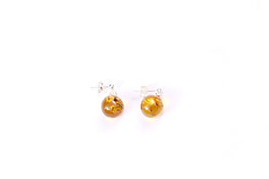10mm Round Cognac Baltic Amber and Sterling Silver Ball Earrings