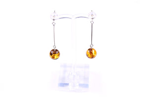 Cognac Baltic Amber Ball and Sterling Silver Earrings