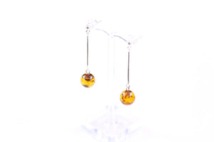 Cognac Baltic Amber Ball and Sterling Silver Earrings