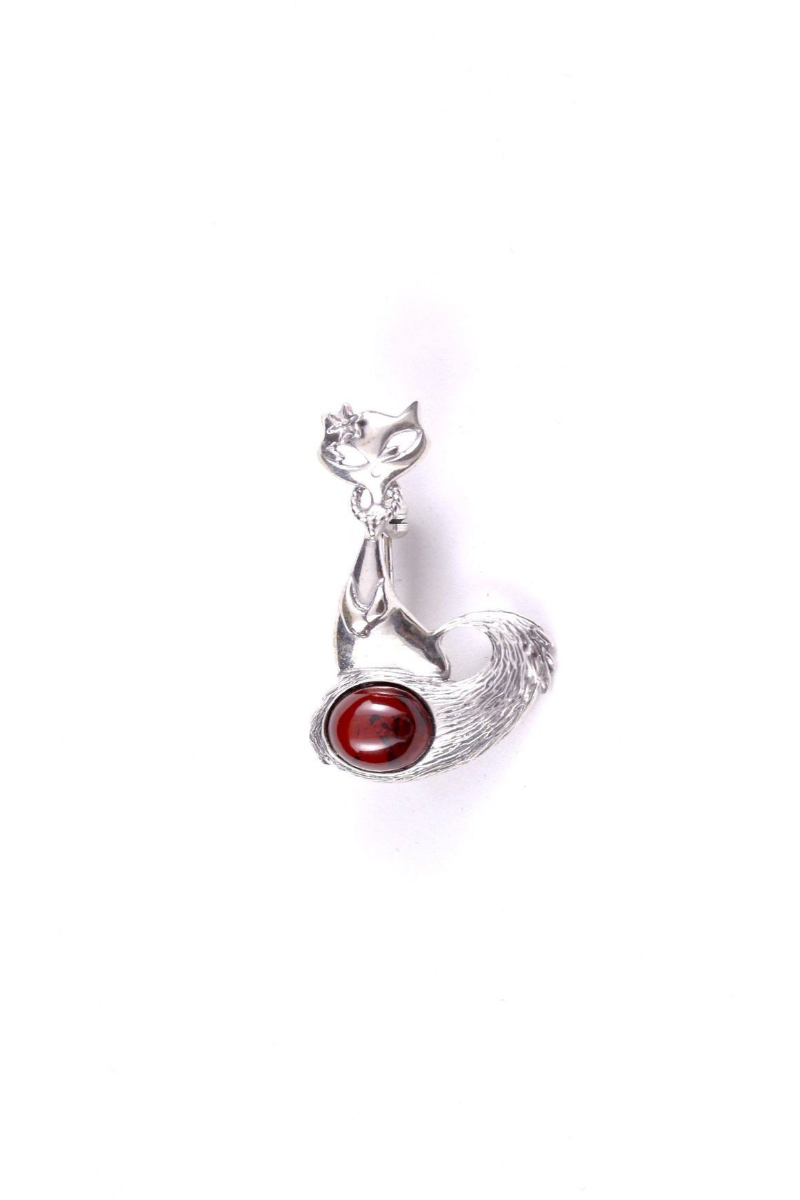Baltic Amber and Sterling Silver Fashionista Cat Brooch
