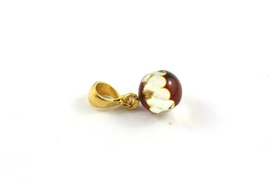 Facetted Green Baltic Amber Pendant with Gold Plated Sterling Silver