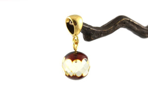Facetted Green Baltic Amber Pendant with Gold Plated Sterling Silver