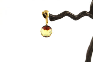 Facetted Green Baltic Amber Pendant with Gold Plated Sterling Silver
