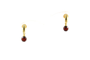 Facetted Cherry Amber Earrings with Gold Plated Sterling Silver