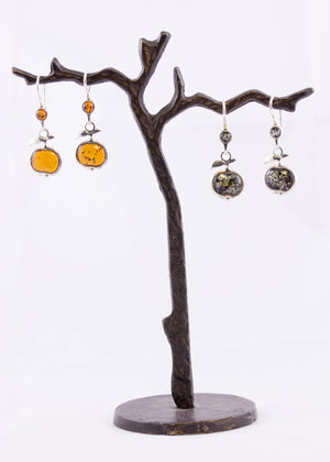 Baltic Amber Apple Earrings - Pick from green or cognac