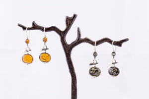 Baltic Amber Apple Earrings - Pick from green or cognac