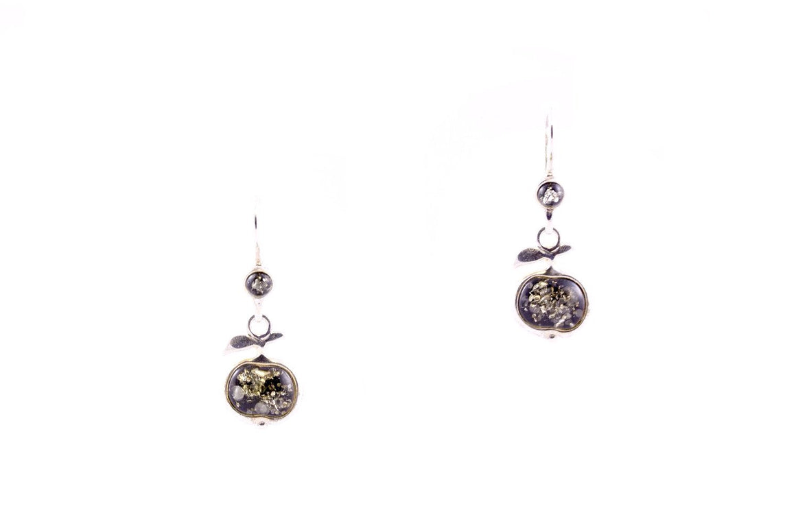 Baltic Amber Apple Earrings - Pick from green or cognac