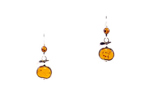 Baltic Amber Apple Earrings - Pick from green or cognac