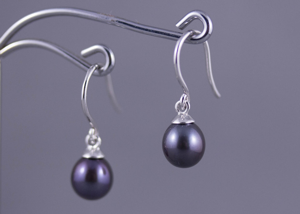 White freshwater pearl & sterling silver earrings