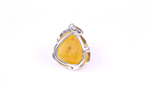 Milky Butterscotch Baltic Amber Pendant with Sterling Silver Swirl