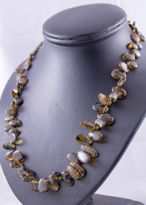 Green Baltic Amber Graduated Bead Necklace