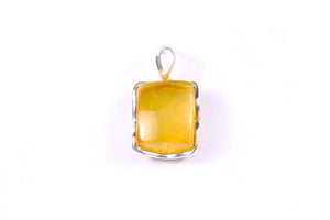 Rectangular Yellow Baltic Amber and Sterling Silver Pendant