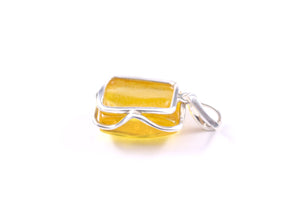 Rectangular Yellow Baltic Amber and Sterling Silver Pendant