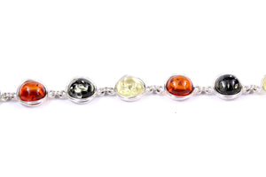 Sterling Silver and Multi Baltic Amber Bracelet