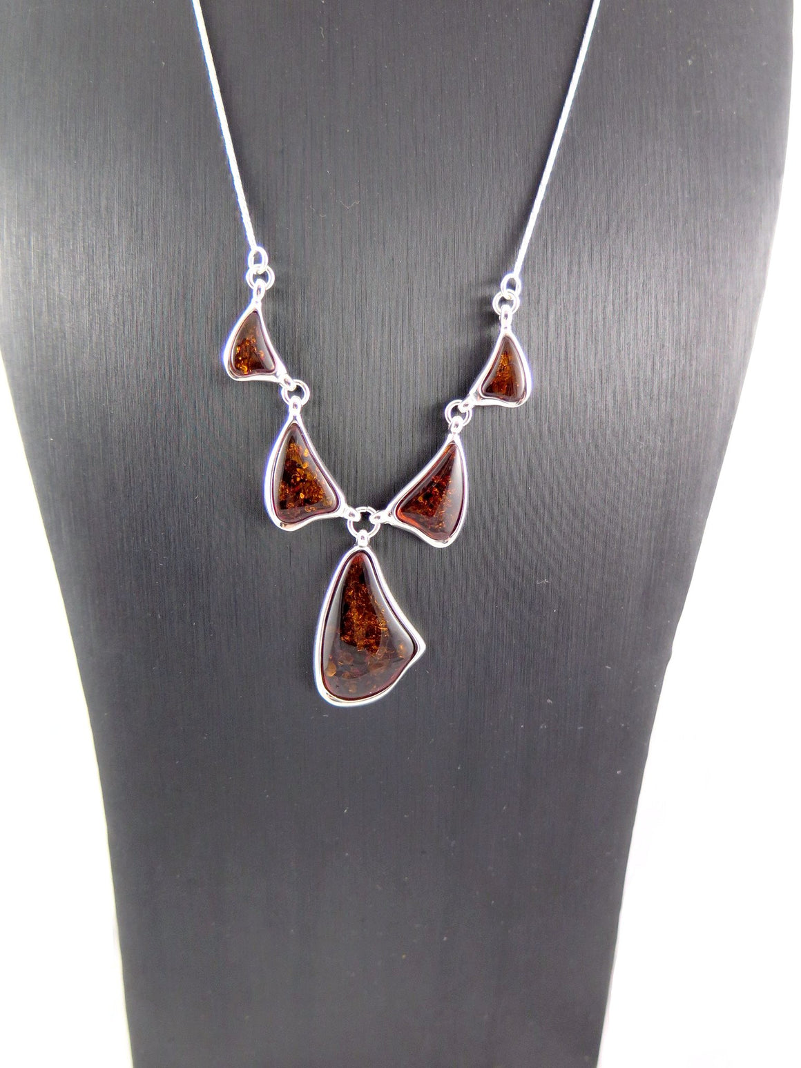 Baltic Amber and Sterling Silver Abstract Necklace