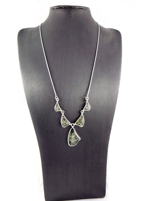 Baltic Amber and Sterling Silver Abstract Necklace