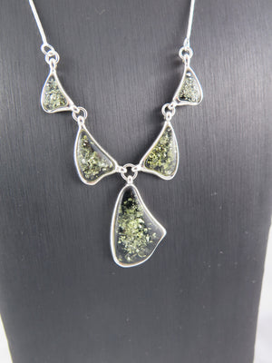 Baltic Amber and Sterling Silver Abstract Necklace
